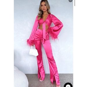 NWT Boyfriend high rise waist pink pants Size M